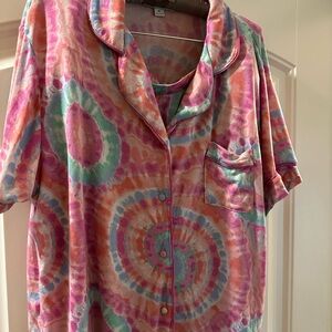 Colorful Tie-Dye Button-Up pajama top and pants